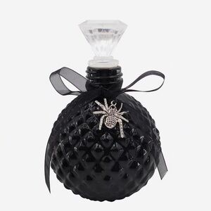 Black Glass Bottle with Spider Charm NWT